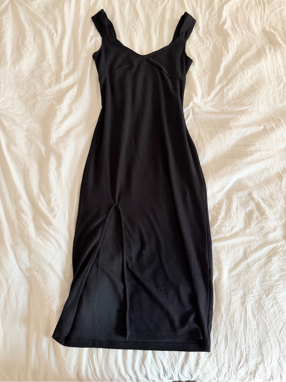 NWT - MOTF Black Sleeveless Midi Dress with Front Slit